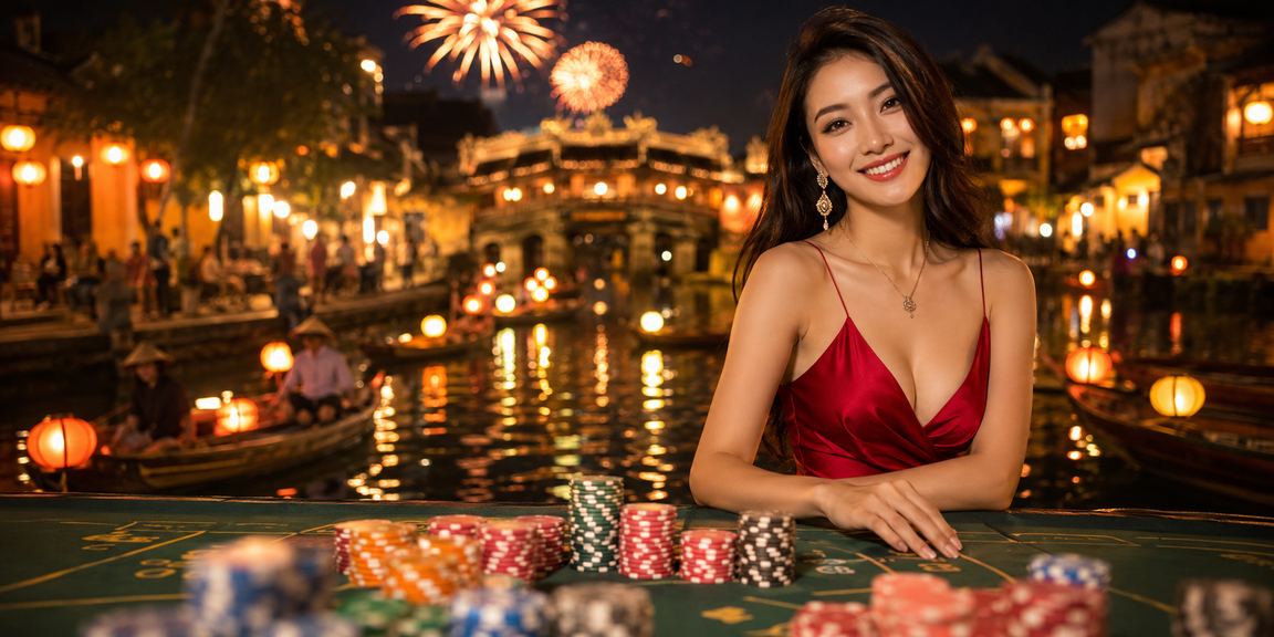 Người dùng xem tỷ lệ kèo và đặt cược tại chợ đêm Hội An trên điện thoại